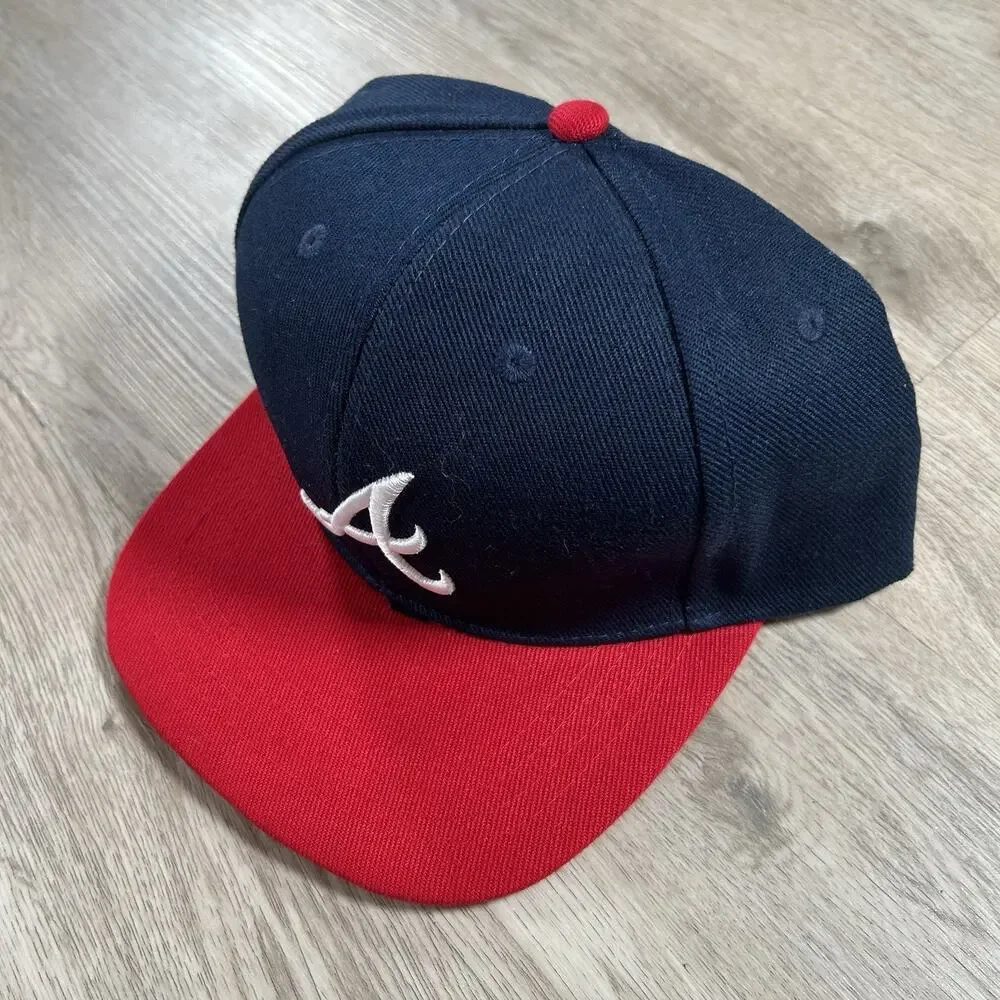 Vintage Atlanta Braves Hat Snapback MLB Baseball Blue‎ Red Wool Blend Cap